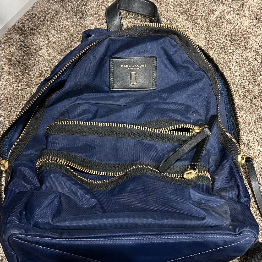 Marc Jacobs Midnight Blue Backpack with Gold Accents